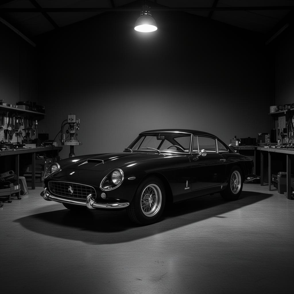 Restored vintage sports car in the Avac workshop